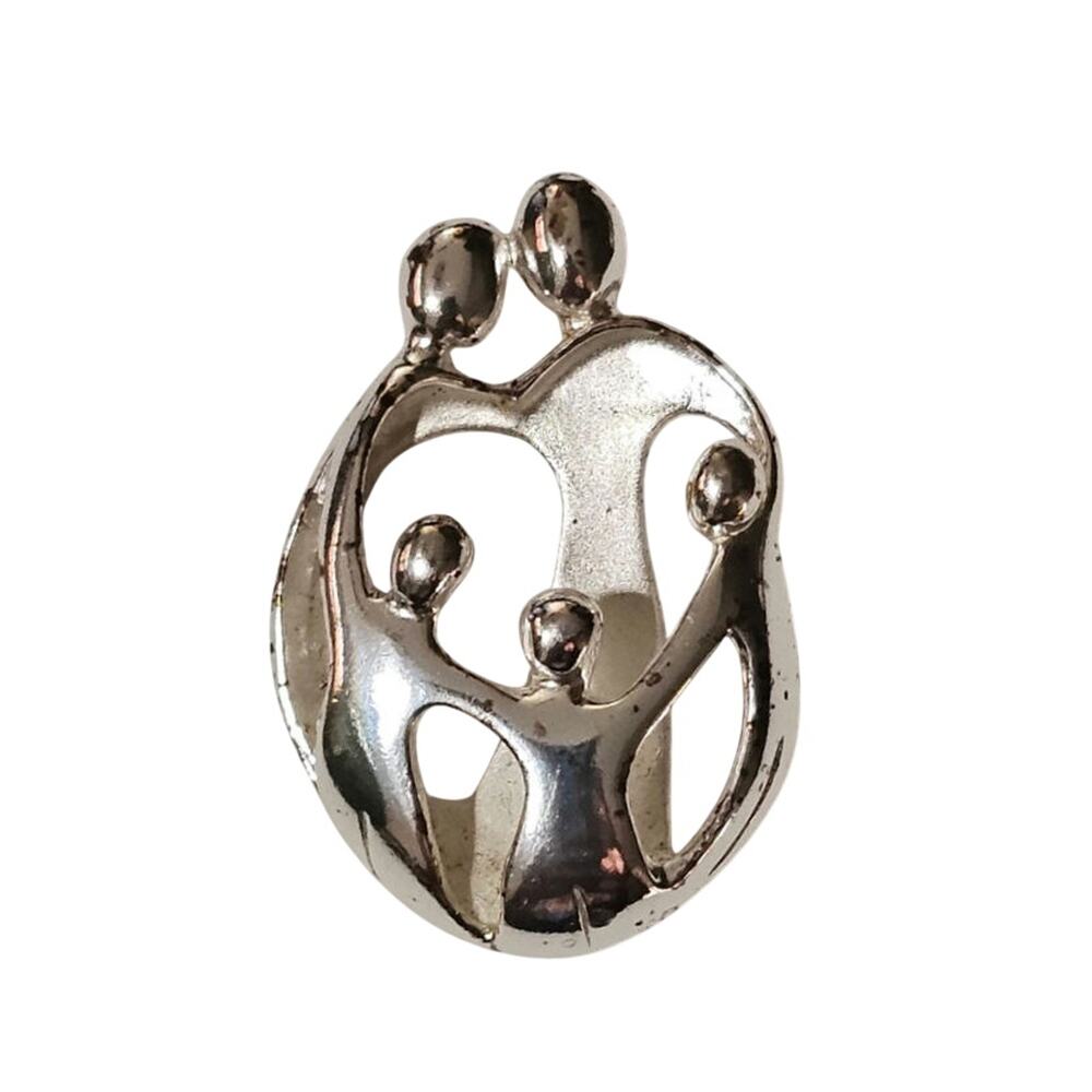 Vintage Carolyn Pollack Relios Loving Family of 5 Sterling Silver Pendant